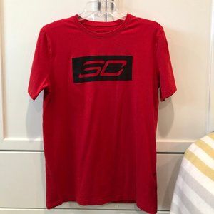 Boys Under Armour Red Steph Curry SC Shirt